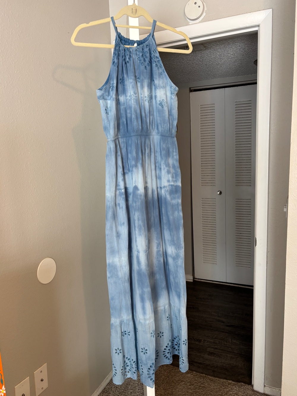 Blue Tie Dyed Linen Maxi Dress
